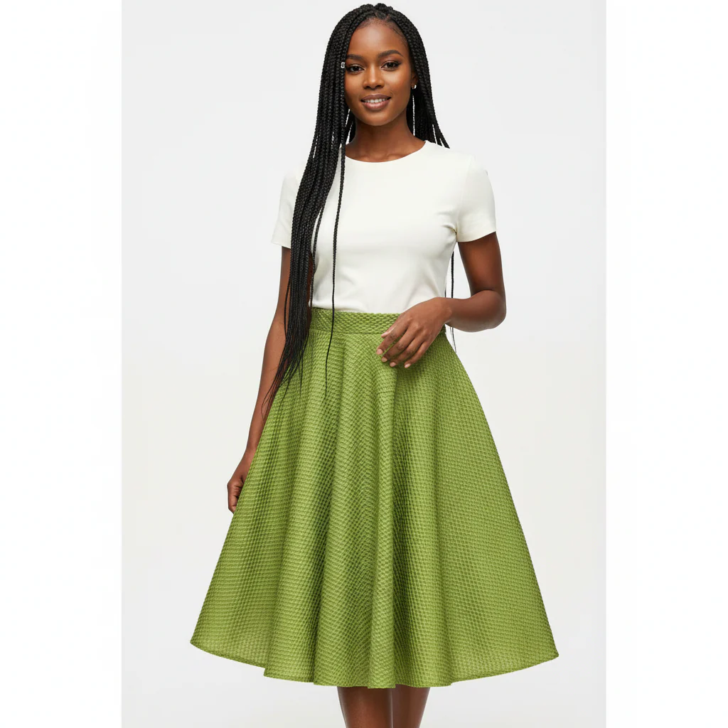 Hollow Out Mid-Calf Length Umbrella Skirt - Image 2
