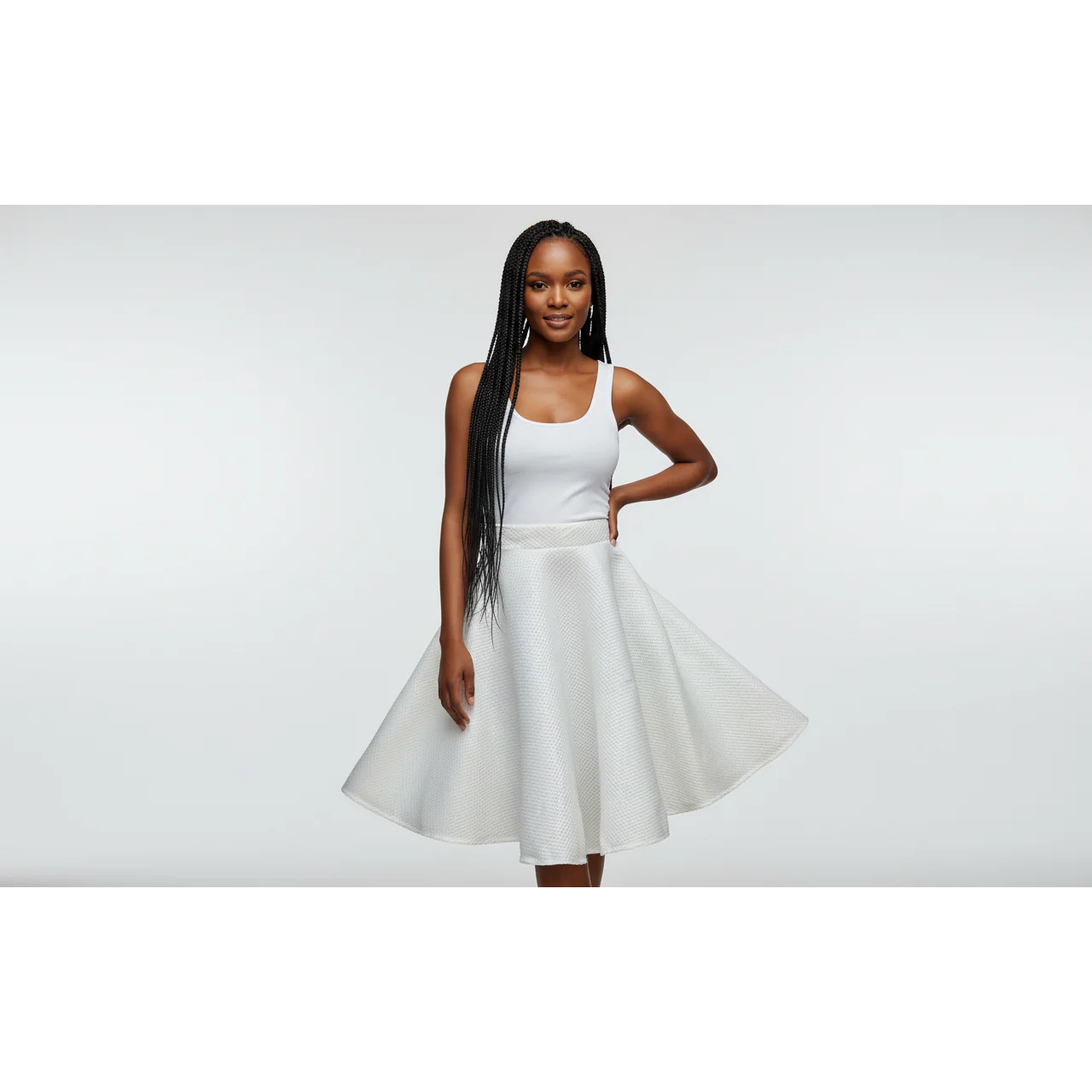 Hollow Out Mid-Calf Length Umbrella Skirt - Image 3