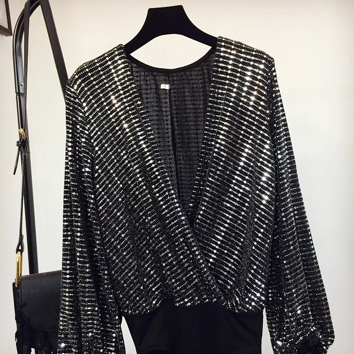 V Collar Drawstring Bodysuit - Image 3
