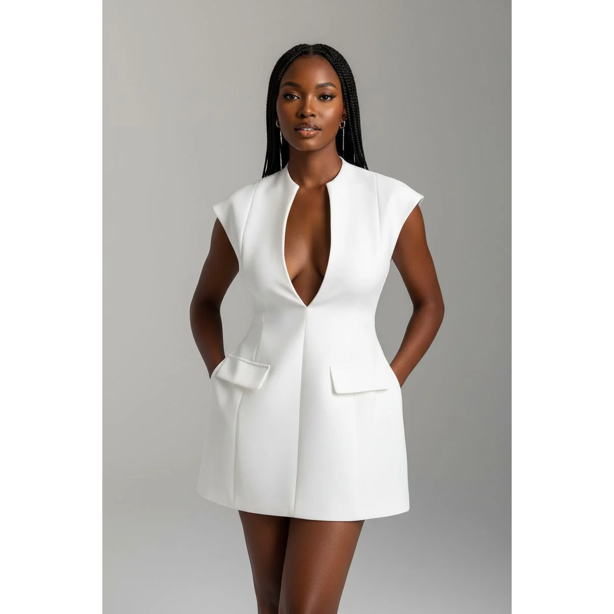 V-Neck Bubble Mini Dress