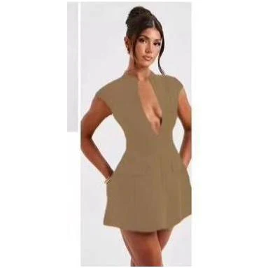V-Neck Bubble Mini Dress - Image 6
