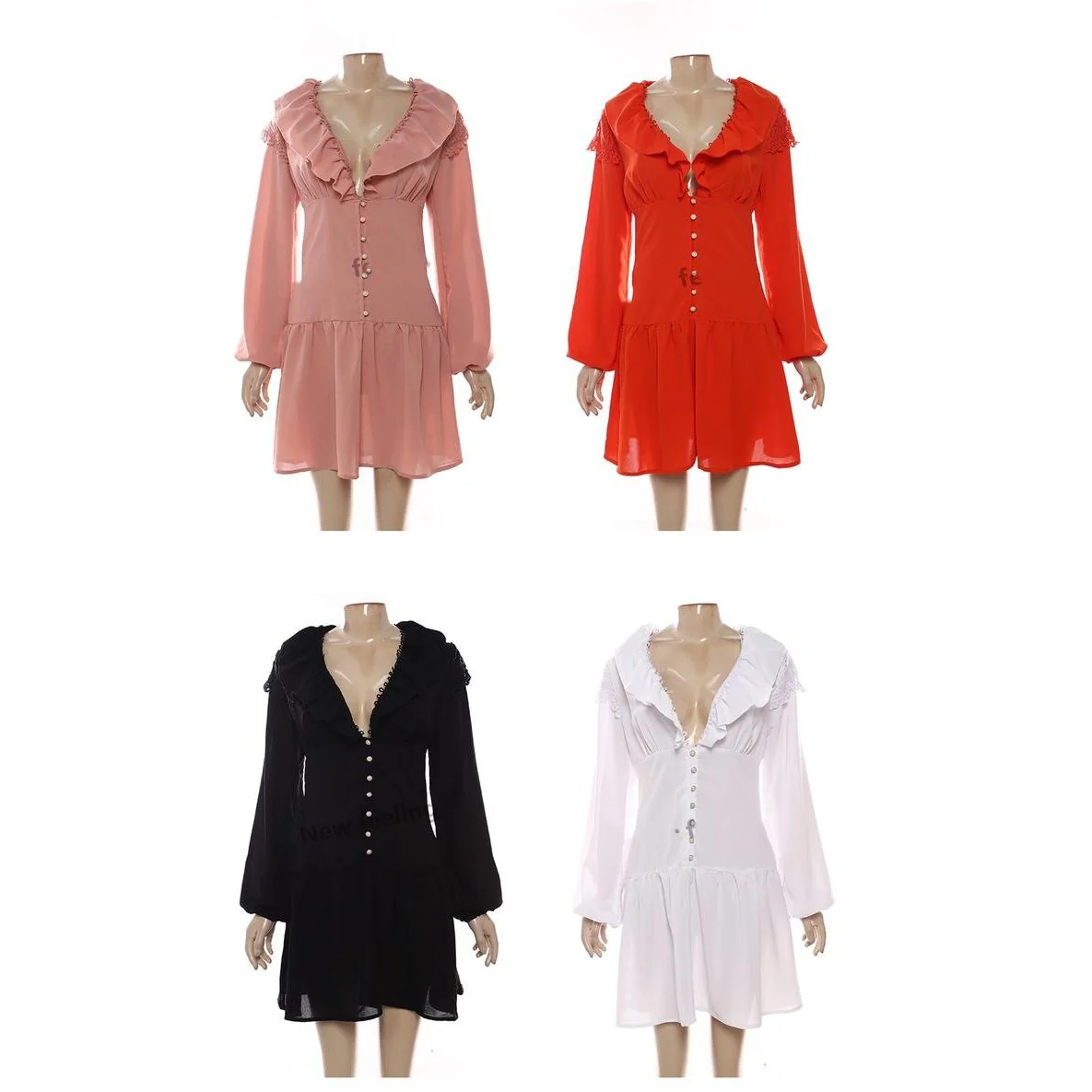 V-Neck Button Vintage Dress - Image 2