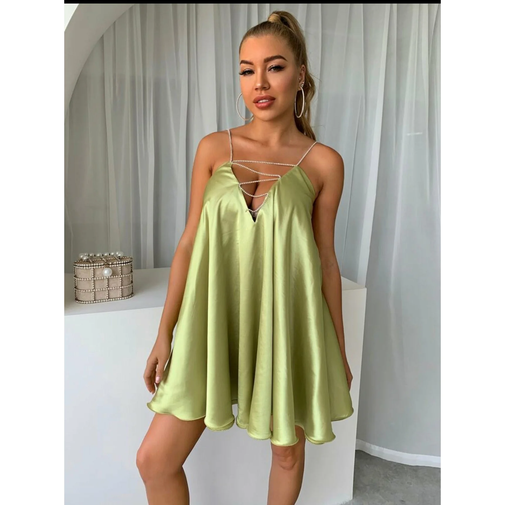 V Neck Chain Strap Backless Dress - Image 21