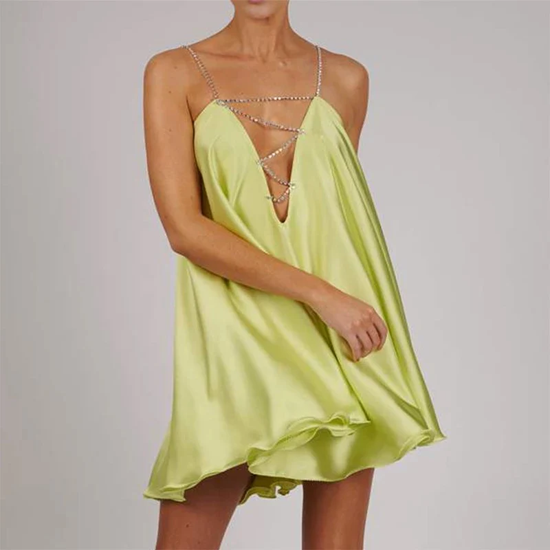 V Neck Chain Strap Backless Dress - Image 8