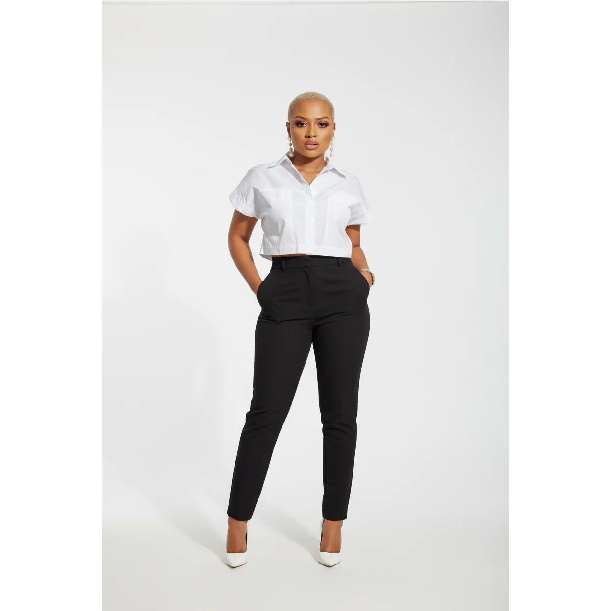 V-Neck Crop Shirt - Image 3