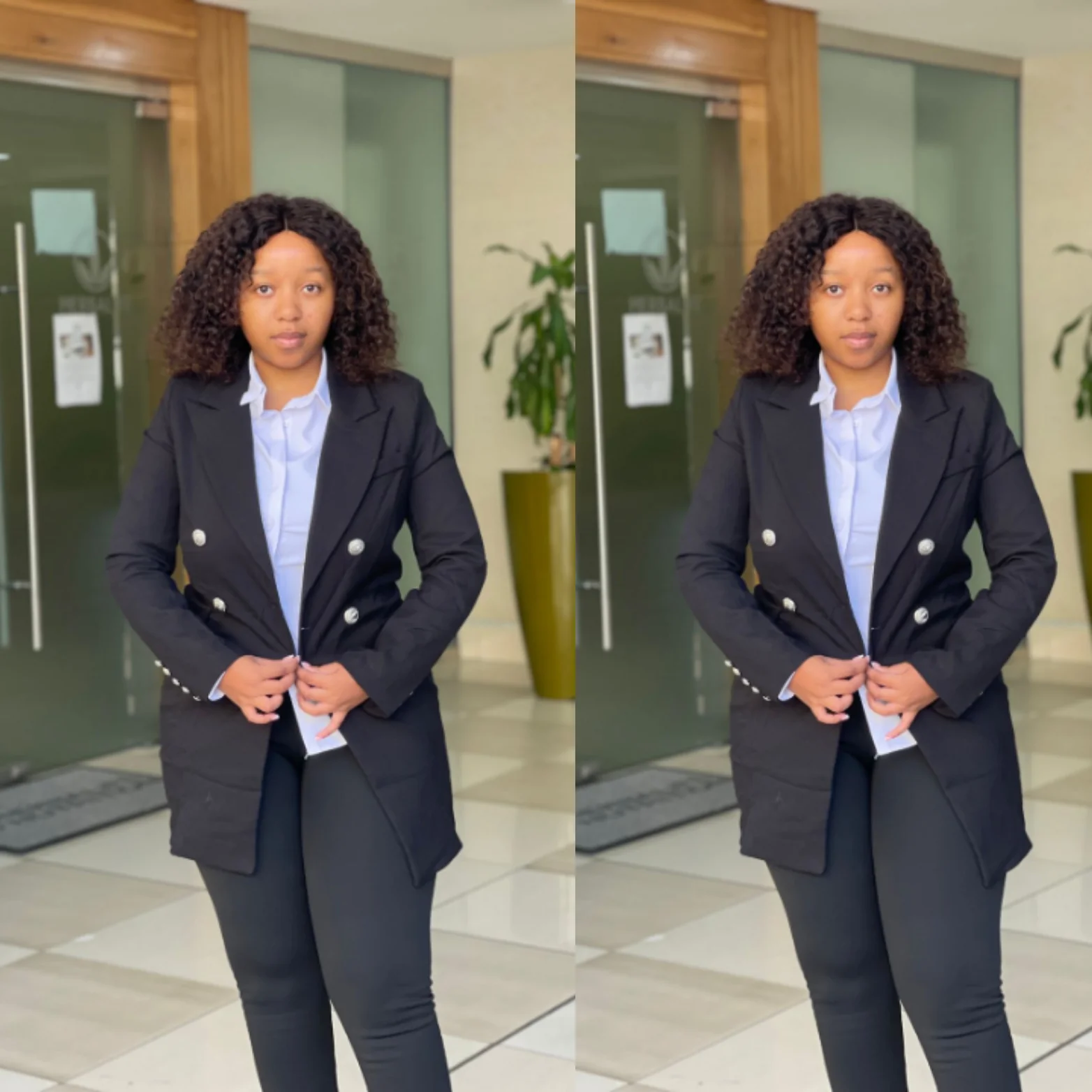 V-Neck Double Double Breasted Blazer Dress - Image 15