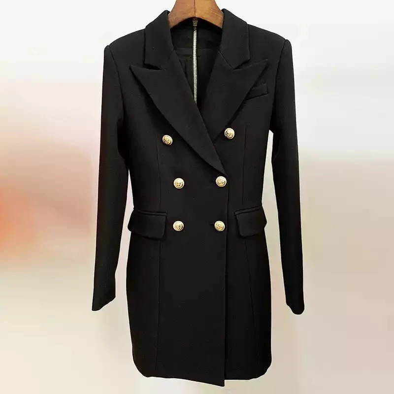 V-Neck Double Double Breasted Blazer Dress - Image 8