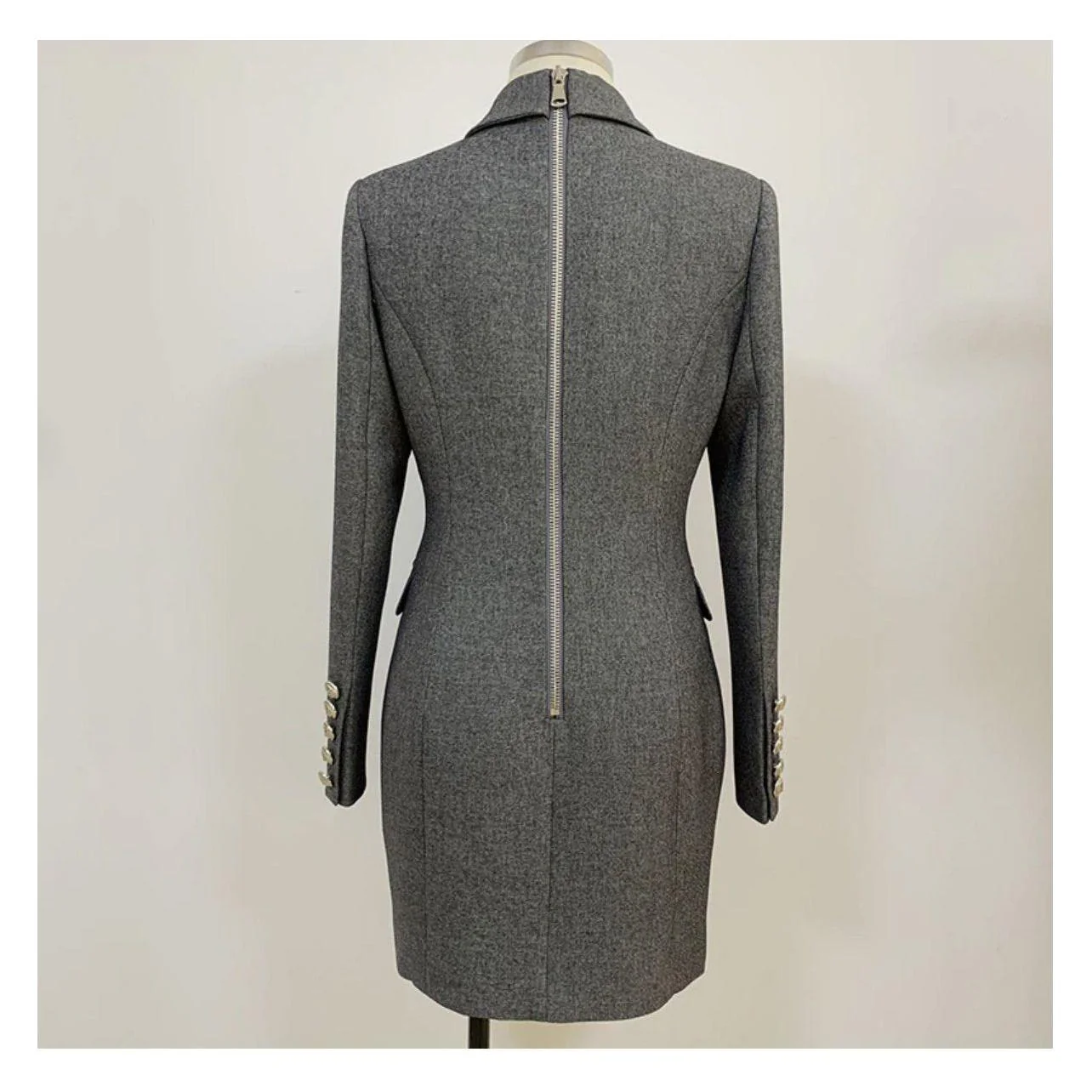 V-Neck Double Double Breasted Blazer Dress - Image 9