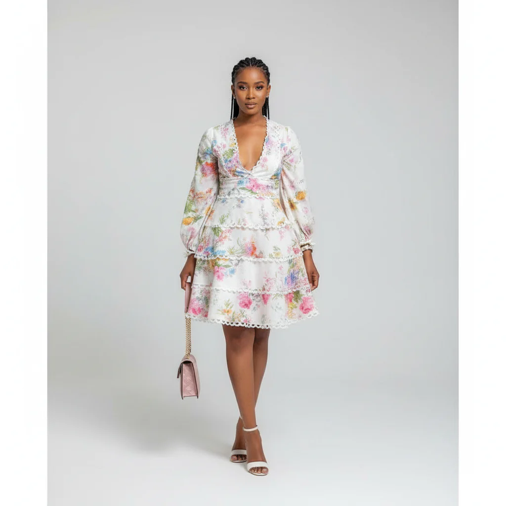 V-Neck Floral Dress