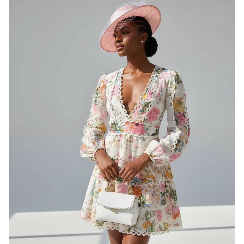 V-Neck Floral Dress - Image 3