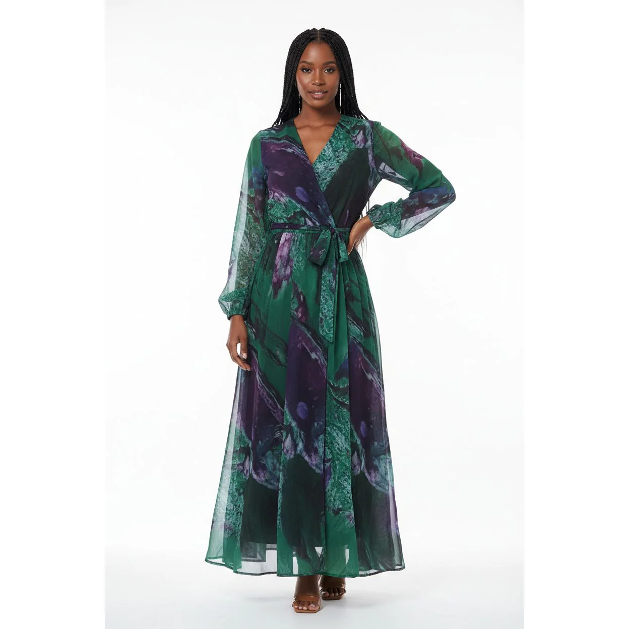 V-Neck Floral Maxi Dress
