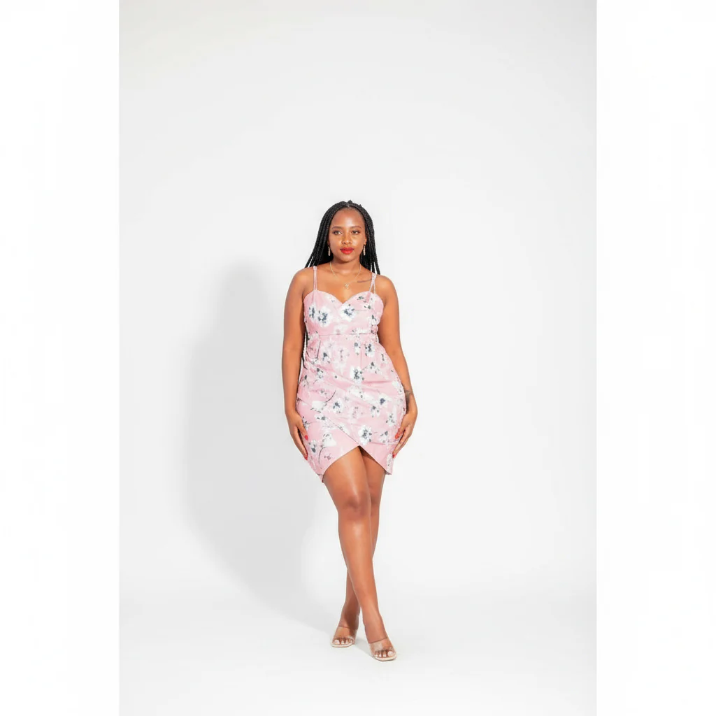 V-Neck Floral Mini Dress - Image 2