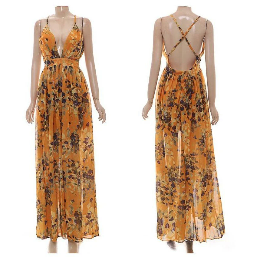 V-Neck Floral print Long Summer Dress - Image 5
