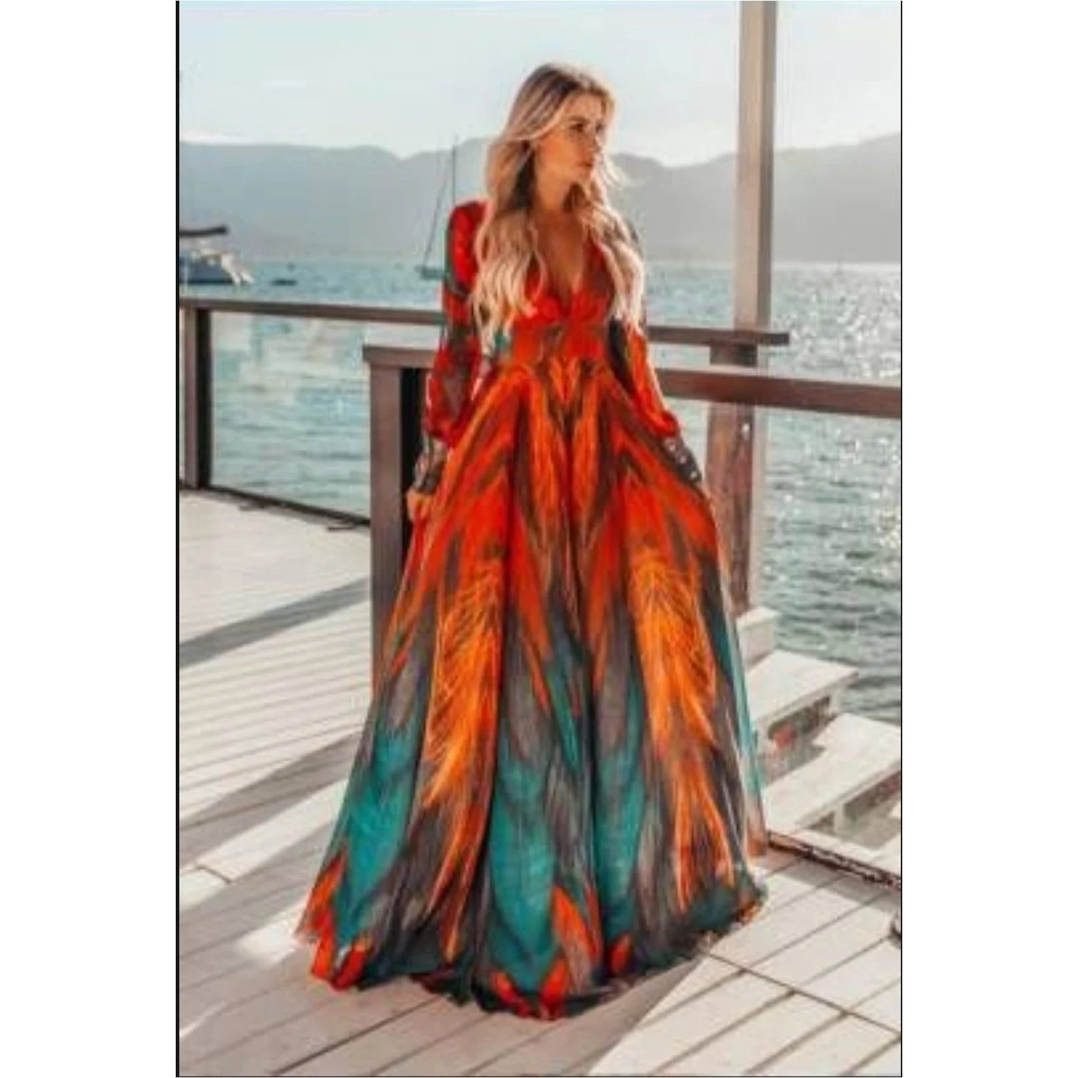 V-Neck Floral Print Maxi dress - Image 2