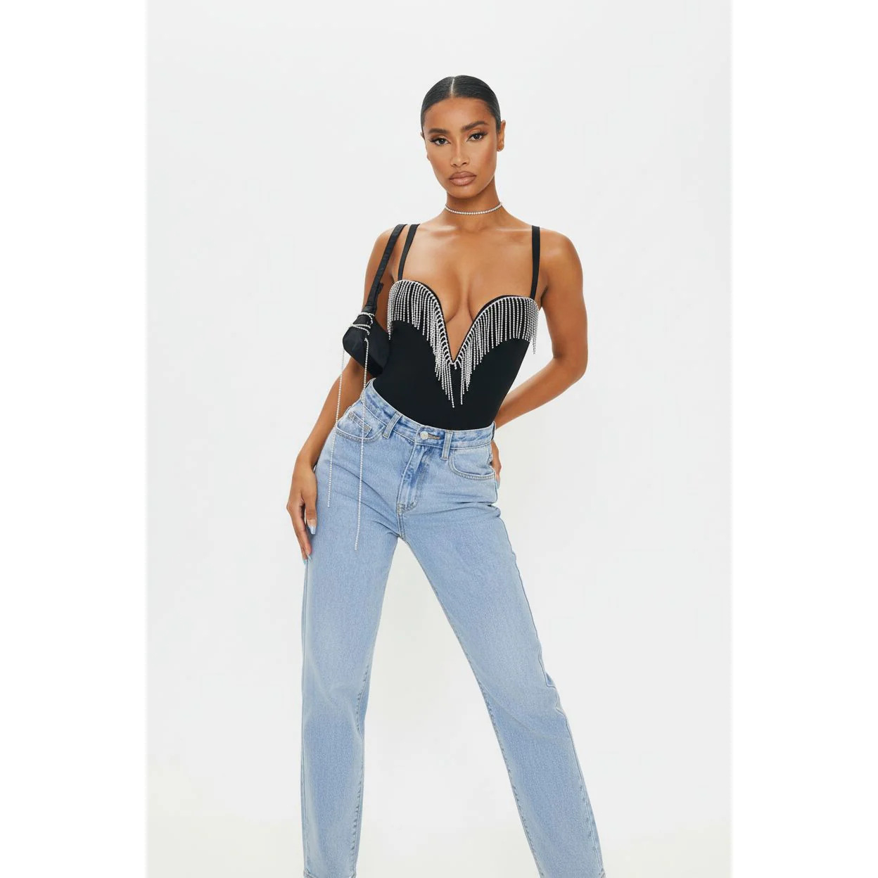V-Neck Fringe Detailed Bodysuit - Image 5