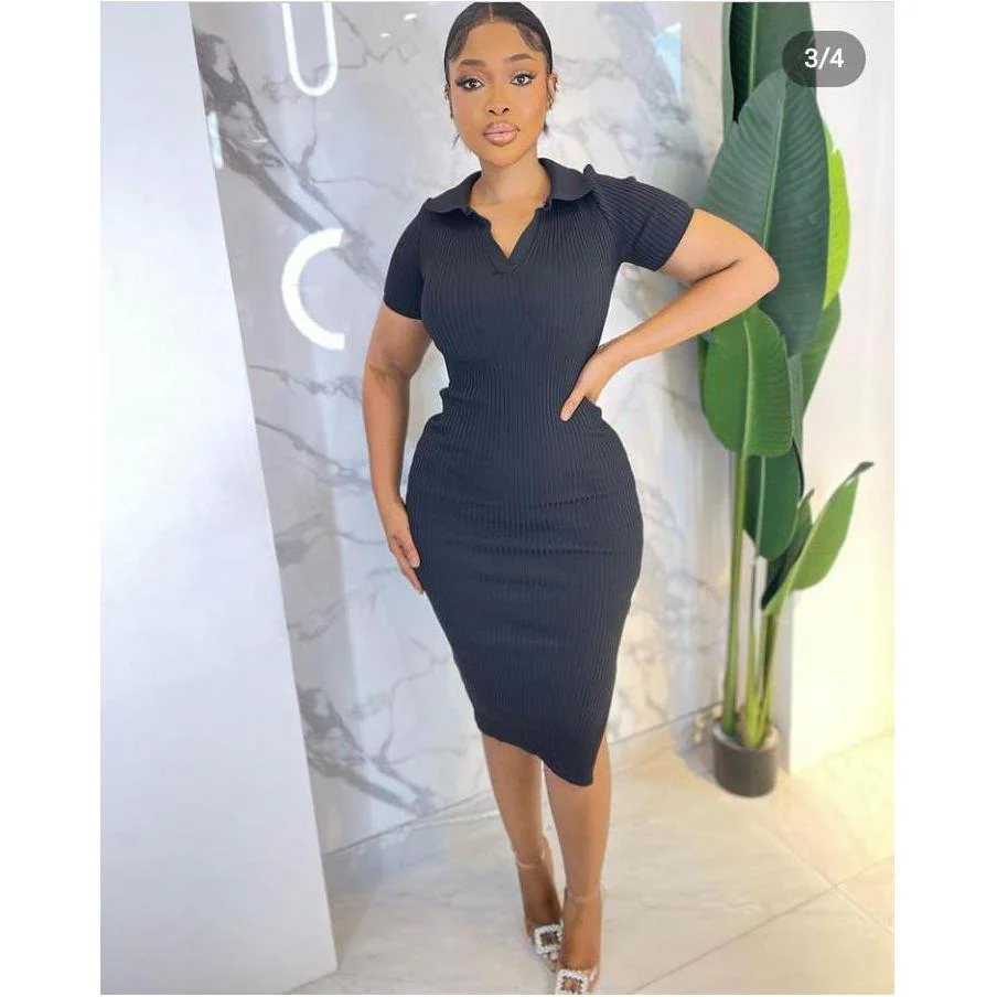 V-Neck Golfer Midi Dress - Image 11