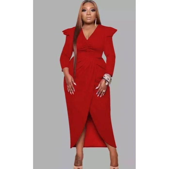 V-Neck Irregular Slit Dress - Image 2
