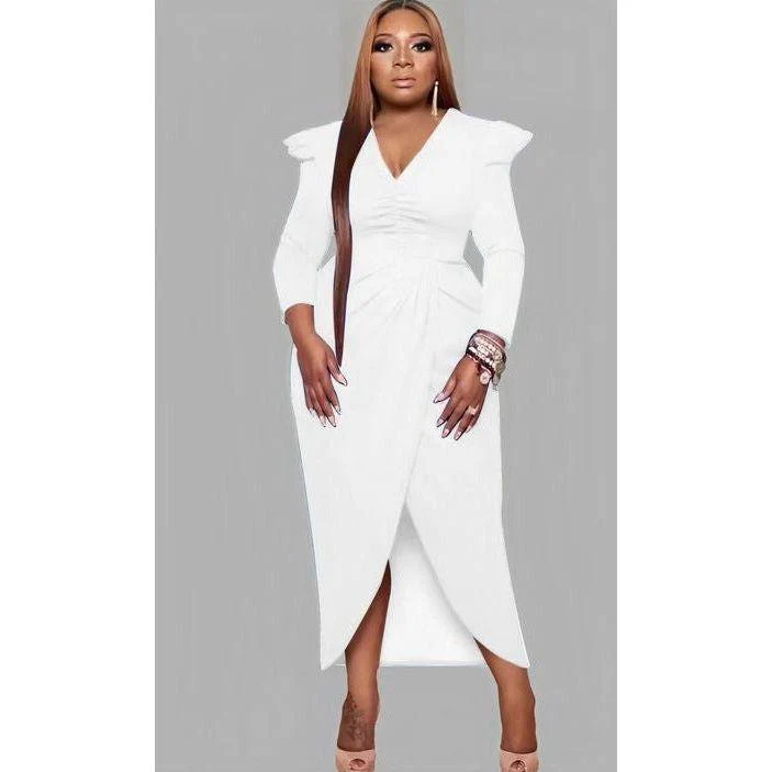 V-Neck Irregular Slit Dress - Image 3