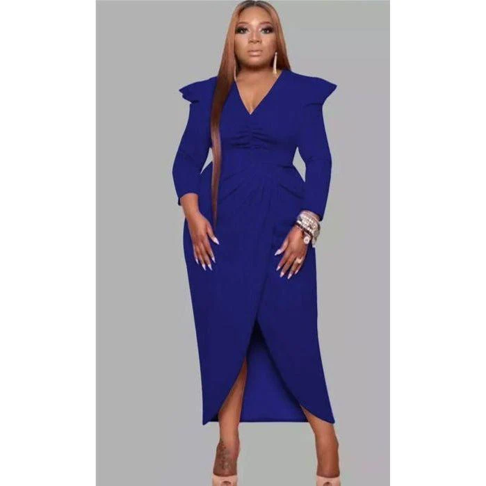 V-Neck Irregular Slit Dress - Image 4
