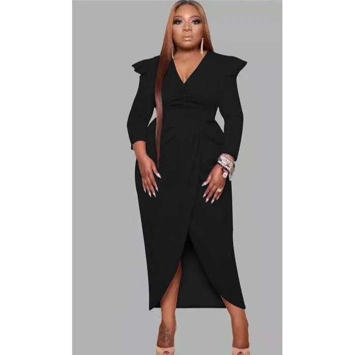 V-Neck Irregular Slit Dress - Image 5