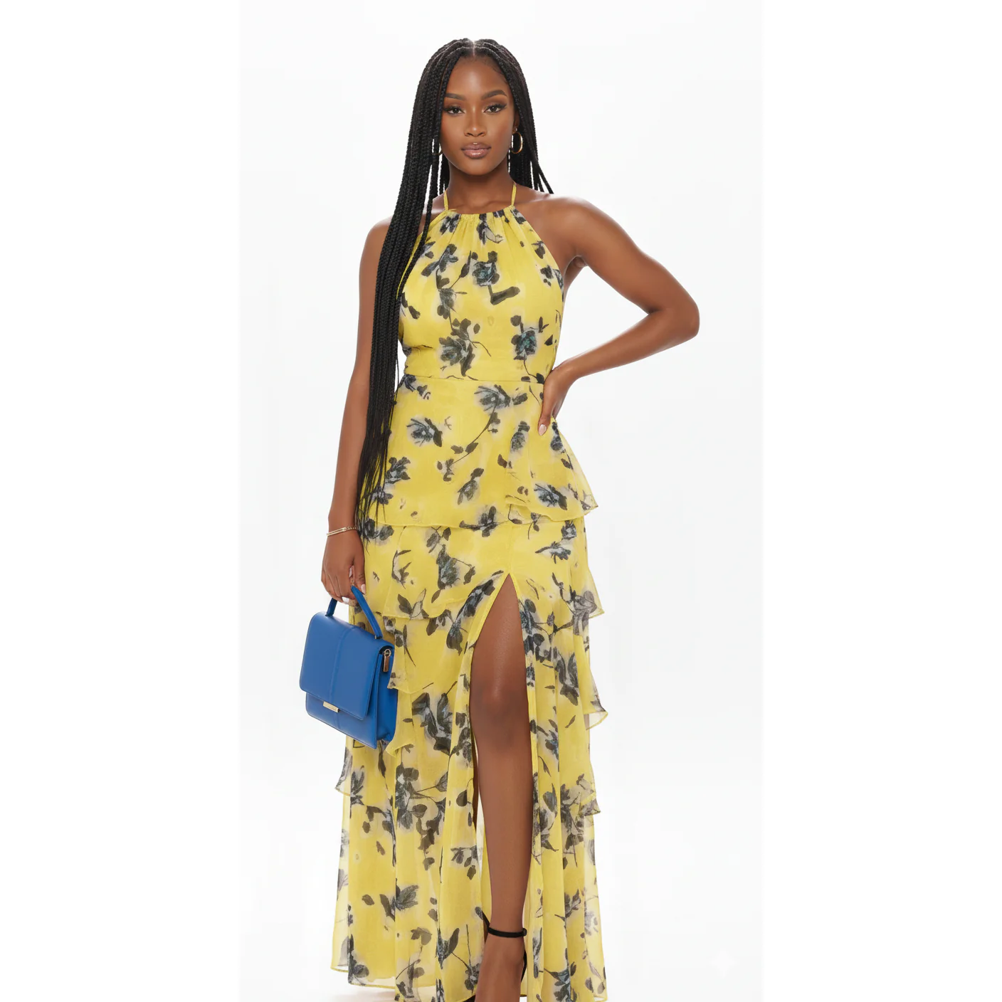 Halter Ruffle Maxi Dress