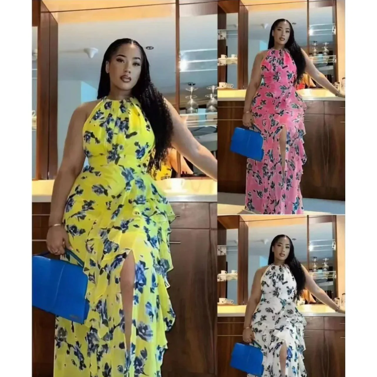 Halter Ruffle Maxi Dress - Image 3