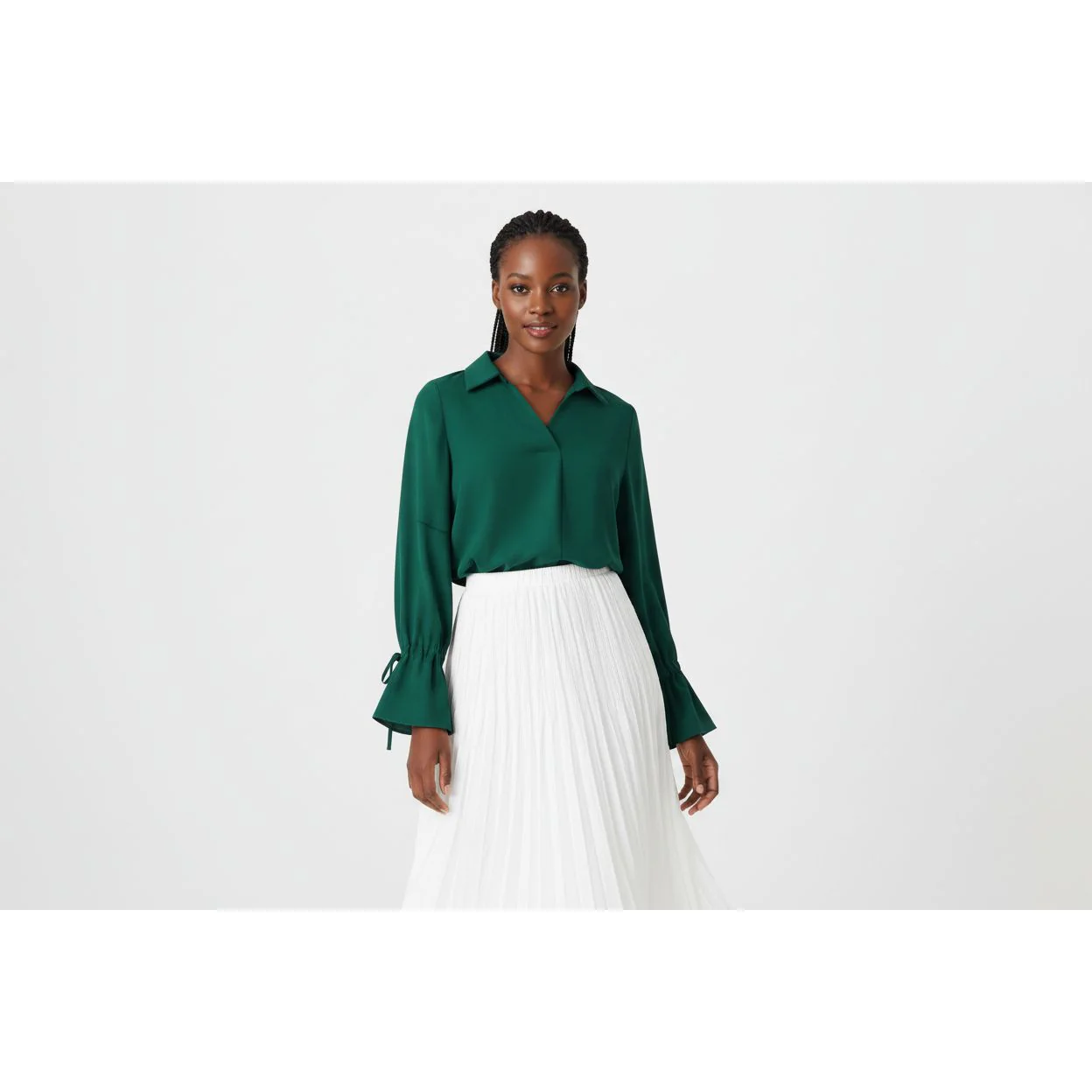 V-Neck Long Sleeve Blouse - Image 4