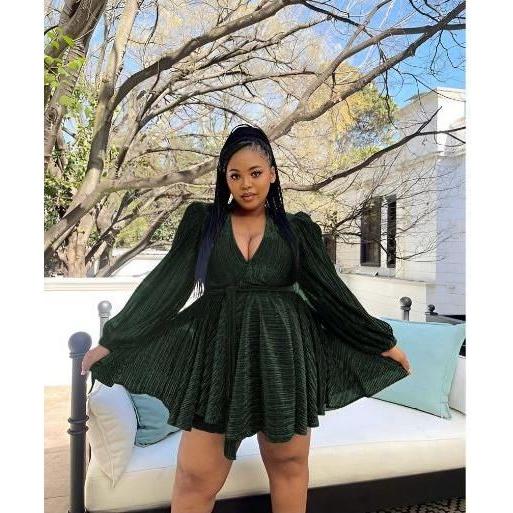 V-Neck Long Sleeve Minin Dress - Image 2