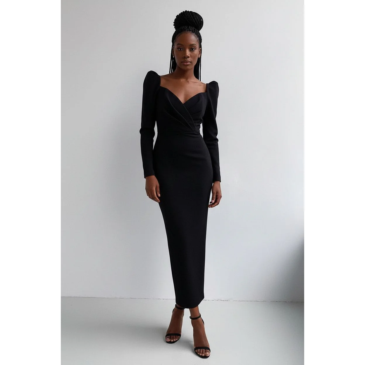 V Neck Long Sleeve Pencil Dress