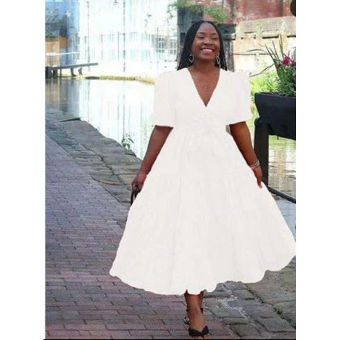 V-Neck Maxi Bubble Plus-size Dress - Image 3