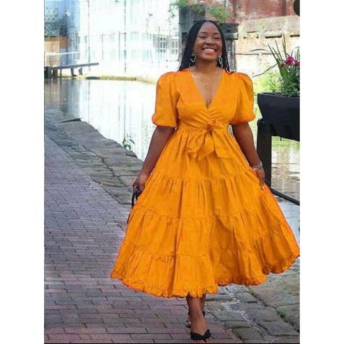 V-Neck Maxi Bubble Plus-size Dress - Image 4