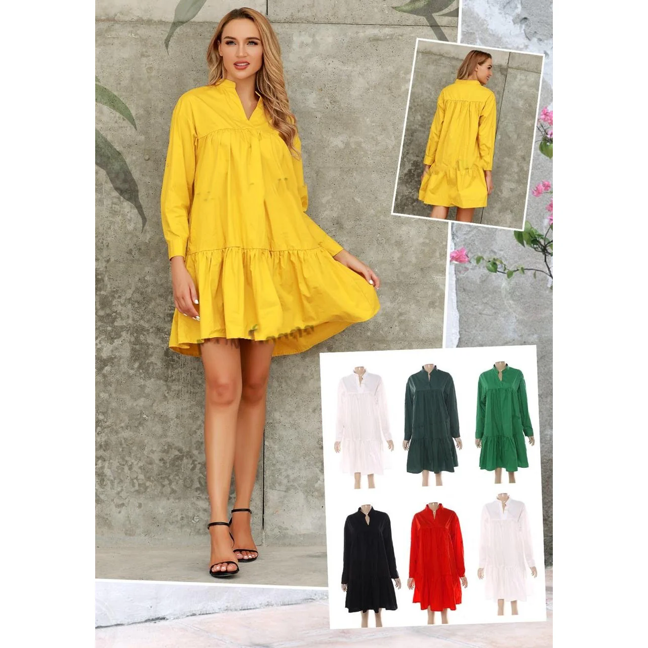 V-Neck Midi Bubble Dress - Image 2