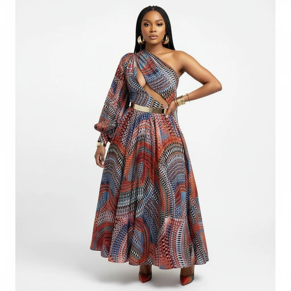 V-Neck One Hand maxi Dress - Image 2