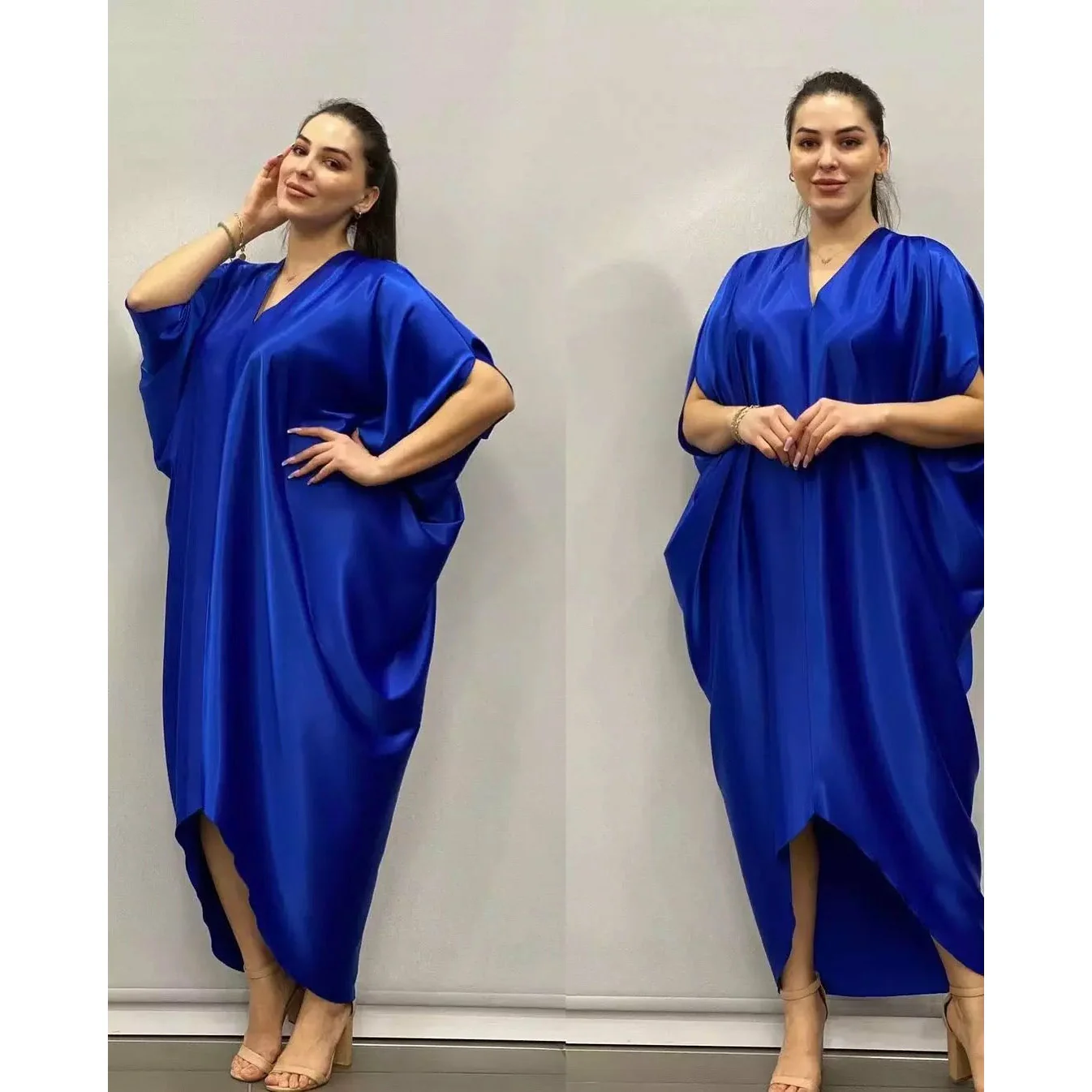 V-Neck Satin Harem Maxi Dress - Image 4