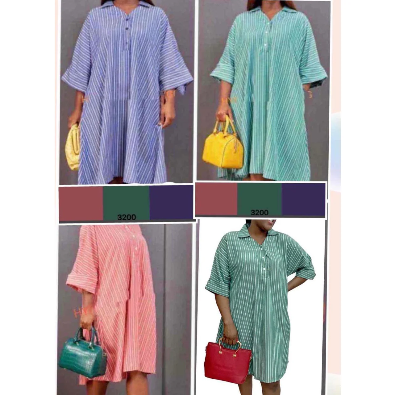 V-Neck Striped Bubble Shirt Dress  - Image 6