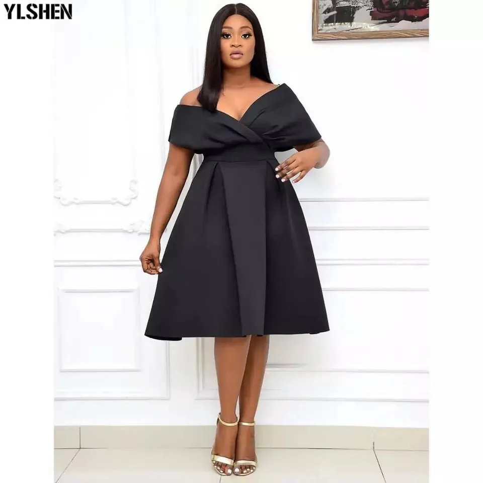 V-Neck Waist Belt Bowtie Dress - Image 2