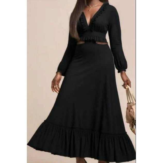 Vacation Casual Solid Color Lace Splice Dress - Image 6