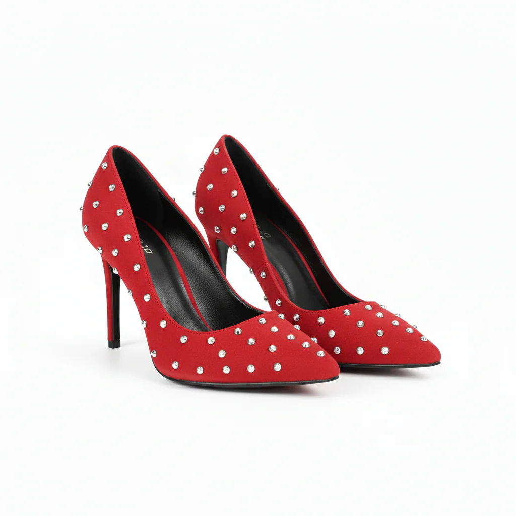 Velvet pointed stiletto single shoes - Image 4