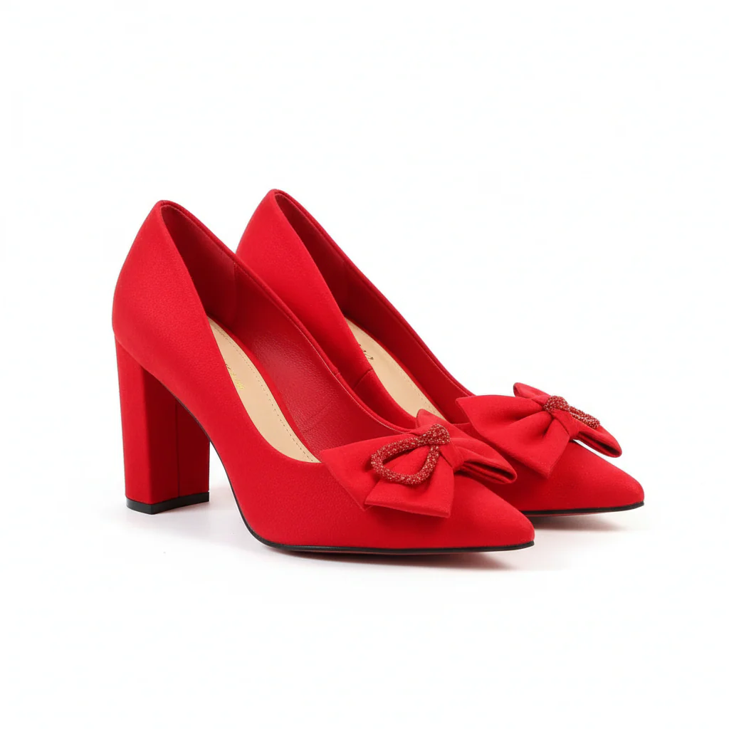 Vintage Bowknot Suede High Heels