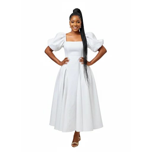 Vintage Bubble Flared Sleeve Maxi Dress - Image 2
