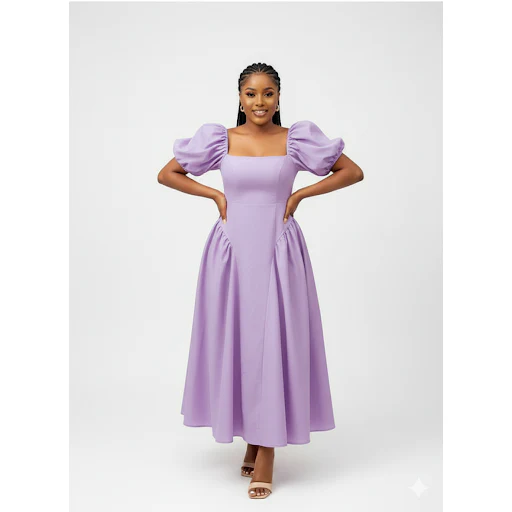 Vintage Bubble Flared Sleeve Maxi Dress - Image 5