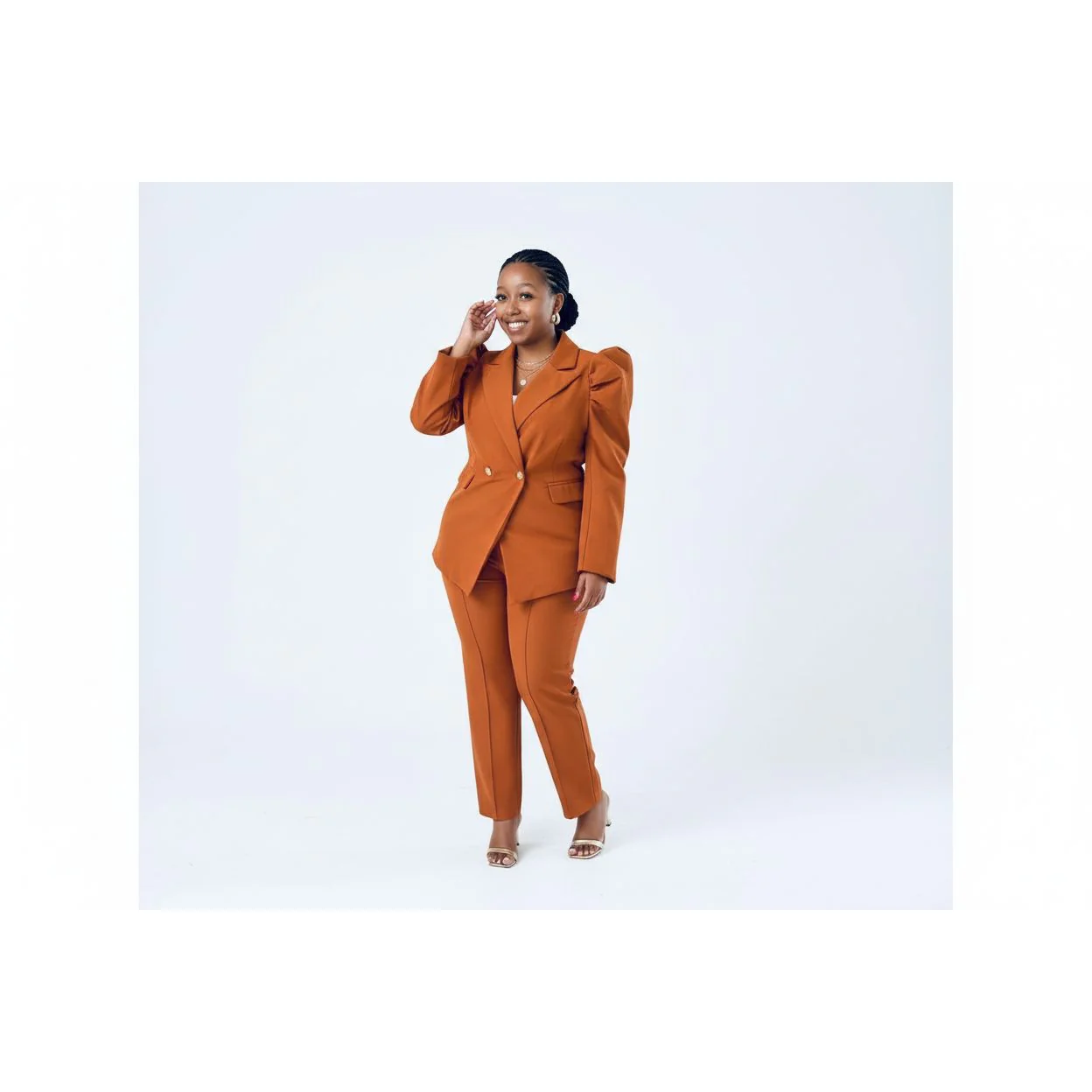 Vintage Buttoned Blazer And Pants Sets - Image 3