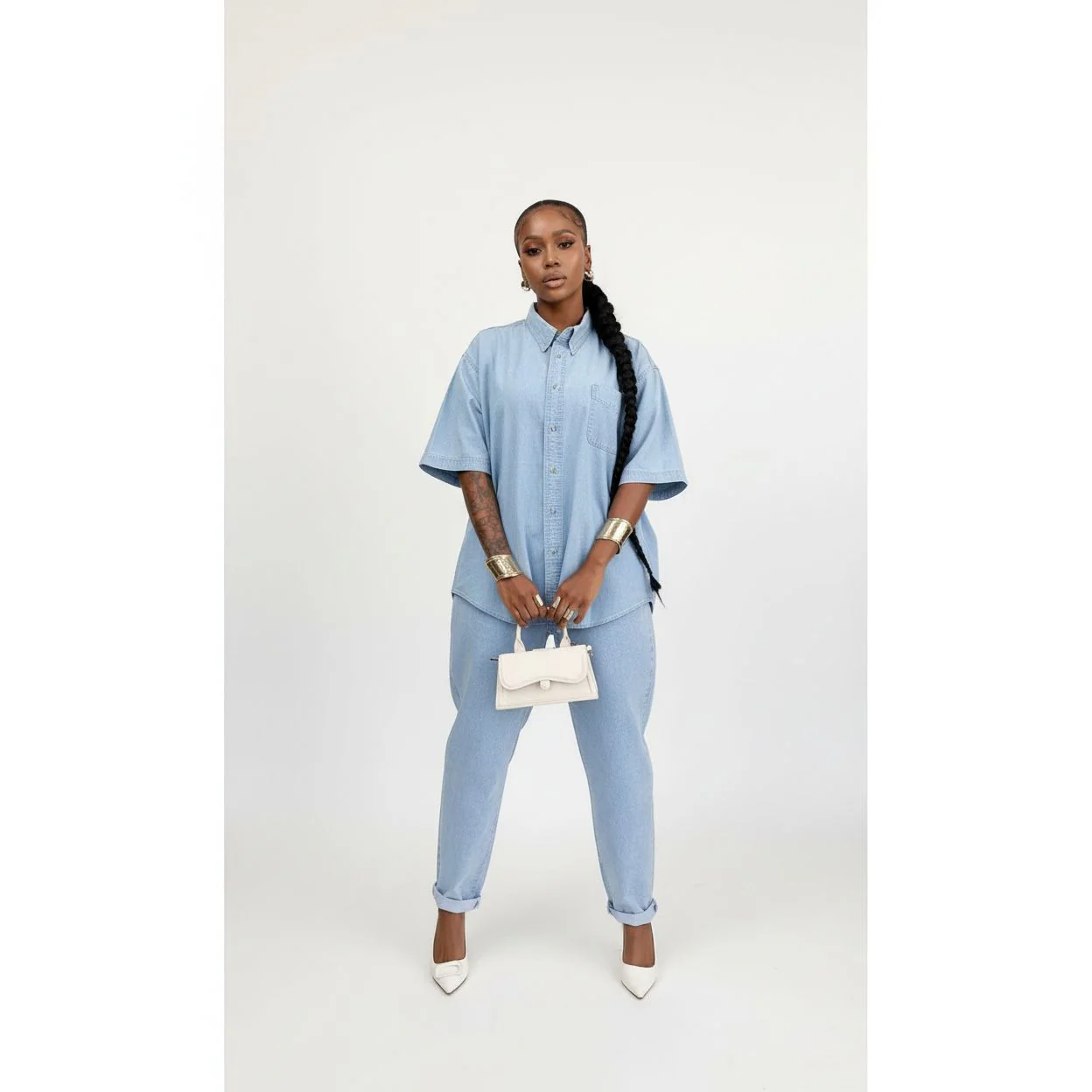 Vintage Buttoned Denim Set