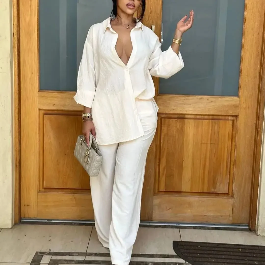 Vintage Buttoned Top & Pant Set - Image 4