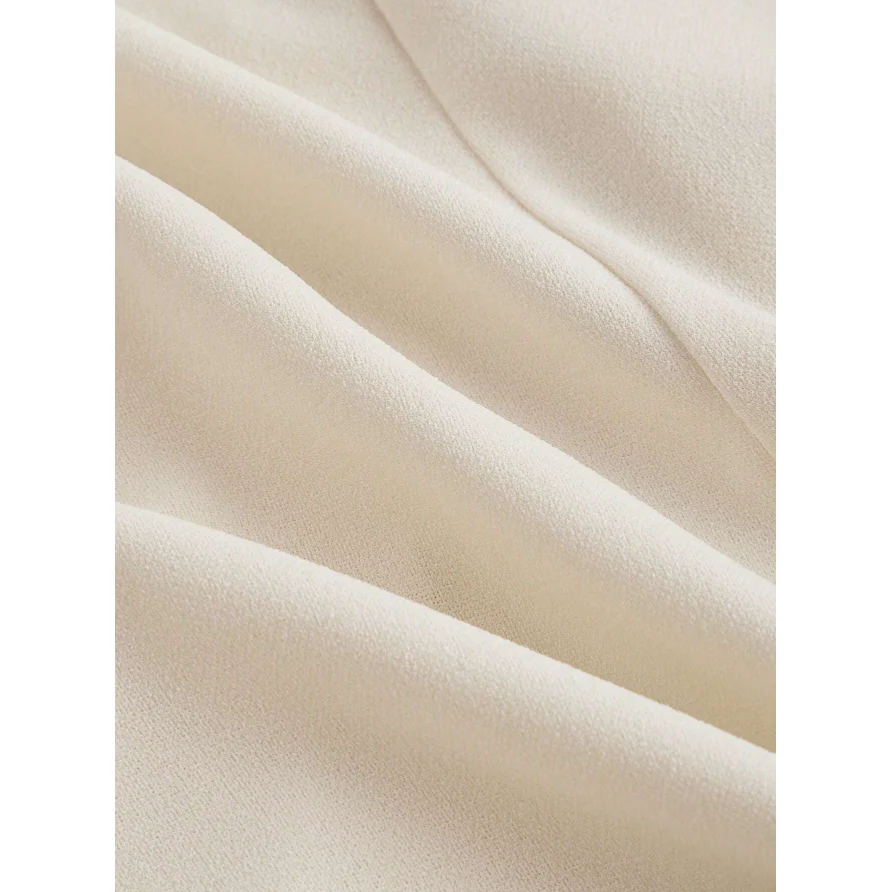 Vintage Contrast Collar Blouse & Cuffs Pleated Maxi  Skirt Suit Set - Image 7
