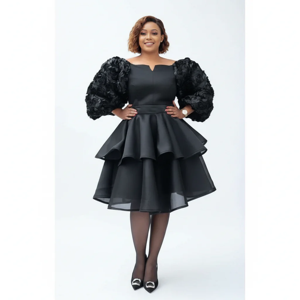 Vintage Flower Sleeves Midi Dress