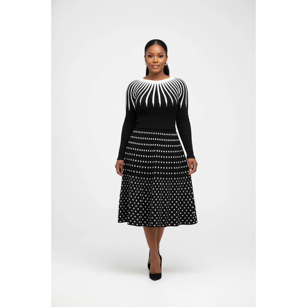 Vintage Knitted Top and Skirt Set