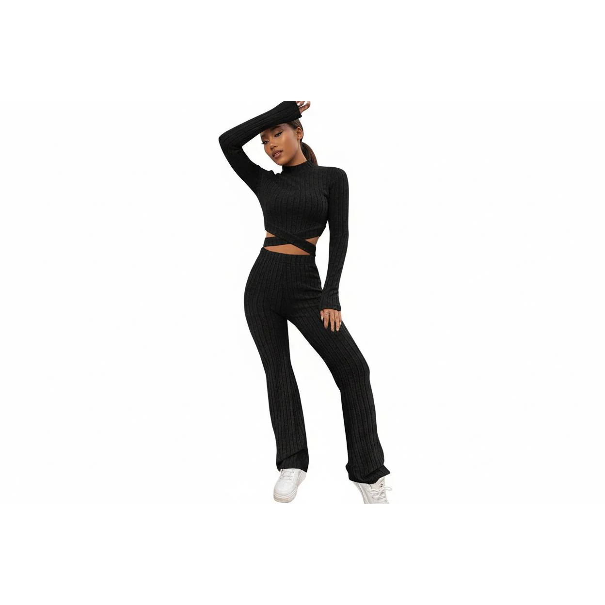 Vintage Knitted Turtleneck Top & Pant Set - Image 2