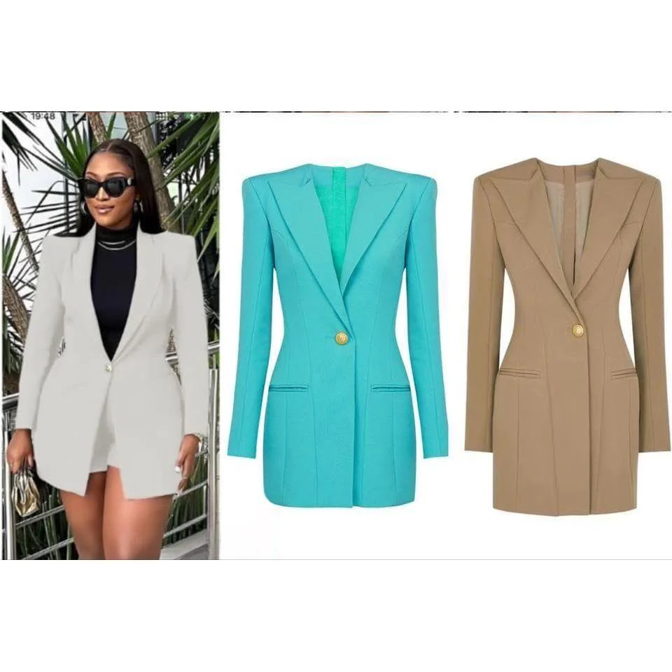 Vintage One Button Long Blazer - Image 5