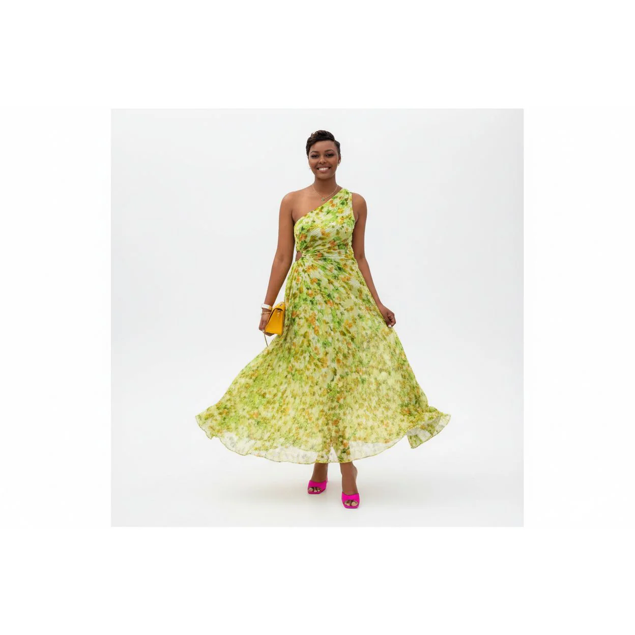 Vintage One shoulder Hollow out dress
